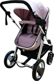 Carucior nou nascuti 2 in 1 Baby Care™ PRO S535, Cadru Aluminiu, roti din cauciuc plin,landou reversibil, Spatar reglabil in 3 trepte, Gri