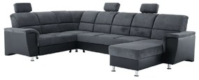 Canapea Santiago U 106 cm piele eco neagra si textil gri inchis stanga