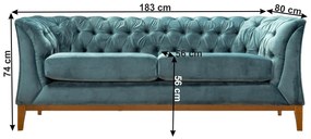 Canapea cu 2-locuri, albastru verde/stejar aweo, POWEL 2 WF