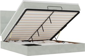 vidaXL Cadru de pat otoman cu saltele Gri deschis 160x200cm catifea