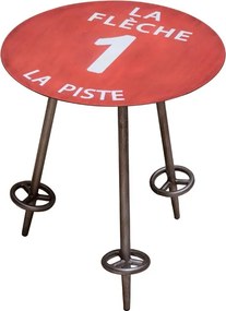 Măsuță laterală roșie din metal, Ø45 cm, "La Flèche 1"