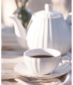 Set de cafea din porțelan, 15 piese, alb