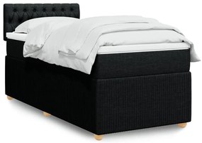 vidaXL Pat box spring cu saltea, negru, 80x200 cm, textil