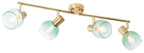 Spotlight Art Deco auriu cu sticlă verde 4 lumini - Vidro
