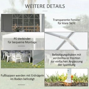 Outsunny Cort Pliabil pentru Grădină, Petreceri și Evenimente, cu Panouri Detașabile, Structură Oțel și PE, 5.85x2.95m, Alb | Aosom Romania