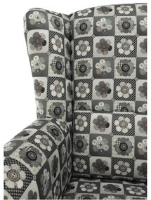 Fotoliu cu taburet, material textil in stilul patchwork N1, ASTRID