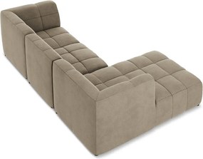 Colțar maro cu tapițerie din catifea (cu colț pe partea stângă/cu șezlong) Aloha – Makamii