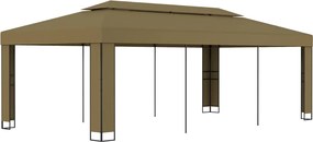 vidaXL Pavilion cu acoperiș dublu, gri taupe, 3 x 6 m, 180 g/m²