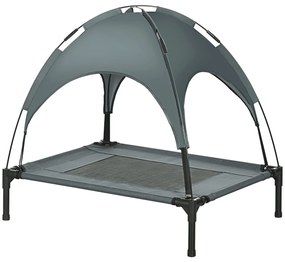 PawHut Pat pentru câini și pisici pe picioare confortabil velum anti-UV material oxford microperforat + parasol + geantă de transport inclusă gri-negru | Aosom Romania