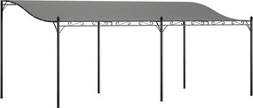 Outsunny Pergolă de perete 3x6 m cu acoperiș înclinat, orificii de drenaj și structură metalică, gri închis | Aosom Romania