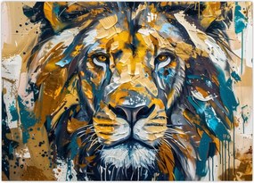 Tablou - pictură în ulei abstractă cu leu (70x50 cm)