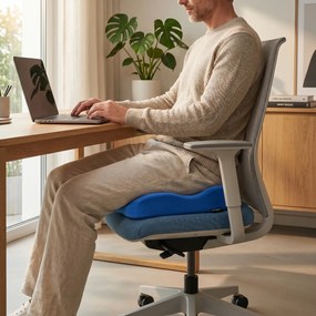 Perna ortopedica sezut memory foam cu gel si ventilatie ORTO COCCIS Plus Aero-Gel, Alb