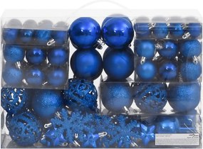 vidaXL Set globuri de Crăciun 111 buc., albastru, polistiren