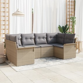 vidaXL Set de canapele pentru grădină cu pernă 6 pcs Bej Rattan poli