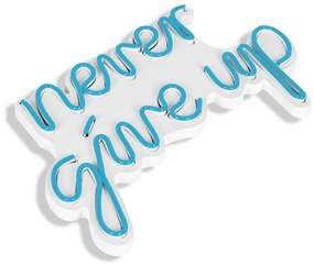 Decoratiune luminoasa LED de perete Never Give Up Albastru 39.5x23x2 cm