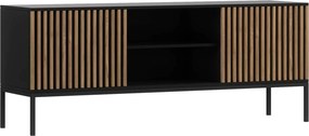 Comodă TV lemn masiv Sia Negru, 150 × 40 × 60 cm