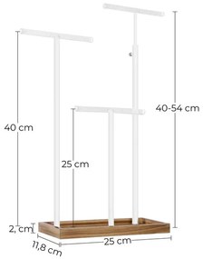 Suport bijuterii, metal / lemn de pin, alb, Songmics