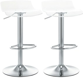 HOMCOM Set 2 Scaune de Bar cu Înălțime Reglabilă, Șezut Rotativ și Suport pentru Picioare, 39x39x67-87 cm, Transparent | Aosom Romania