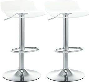 HOMCOM Set 2 Scaune de Bar cu Înălțime Reglabilă, Șezut Rotativ și Suport pentru Picioare, 39x39x67-87 cm, Transparent | Aosom Romania