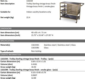 Gheridon, Masuta cu roti design LUX Sterling