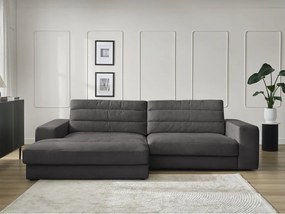 Colțar gri antracit cu tapițerie din catifea (cu colț pe partea stângă/cu șezlong) Sierra – Bobochic Paris