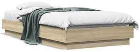 vidaXL Cadru de pat cu lumini LED, stejar sonoma, 75x190 cm