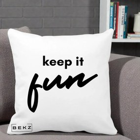 Perna Decorativa Keep It Fun, 40x40 cm, Alba Mata, Husa Detasabila, Perna Inclusa, BEKZ®