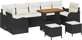 vidaXL Set de canapele pentru grădină cu pernă 10 pcs Negru poliratan