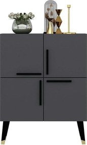 Comoda MAKRO, gri antracit/auriu, PAL melaminat, 70x35x90 cm