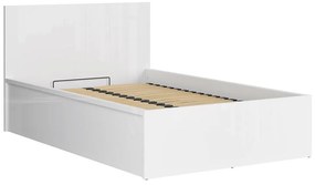 Pat de o persoană 120 cm Tetrix 6 (alb lucios) (cu somieră) (cu sp. depozitare). 1098485