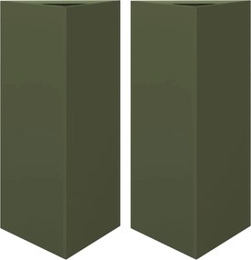 vidaXL Jardiniere grădină, 2 buc., verde, 40x34,5x70cm, oțel, triunghi