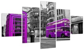Tablou cu Londra în culori violete (125x70 cm), în 40 de alte dimensiuni noi