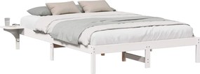 vidaXL Cadru de pat Alb 150 x 200 cm Lemn de pin masiv