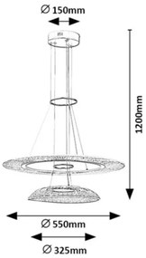 Lustra LED suspendata din metal auriu Zofrael D-55cm
