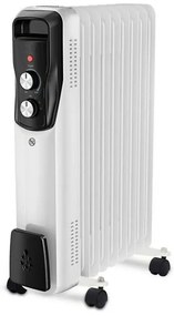 Radiator pe ulei Sailnovo NSC-250-11F1, 2500W, 11 vertebre, 30 m², 3 trepte, 360 roți pivotante, 10-35°C, Alb