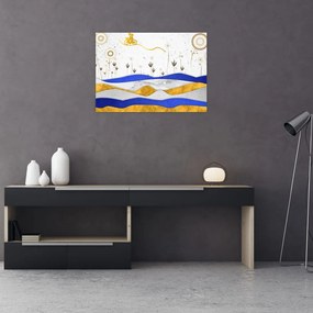 Tablou pe sticlă - Munții aurii (70x50 cm)