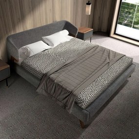 Pat dublu tapitat design LUX Grey-Walnut, 180x200cm