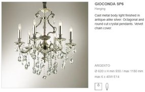 Lustra cristal Venezian diam. 62cm GIOCONDA SP6 ARGENTO 044927