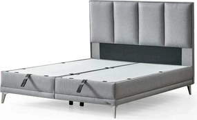 Pat COOL TOUCH 160x200, stofa gri - Noway E1055, cu somiera si spatiu
