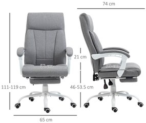 Vinsetto Scaun de birou, Scaun rotativ, spătar reglabil, înălțime reglabilă, până la 120 kg, aspect de in, Gri | Aosom Romania