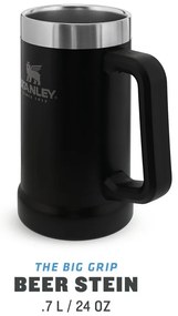 Cană termos neagră din oțel inoxidabil 700 ml The Big Grip Beer Stein Black – Stanley