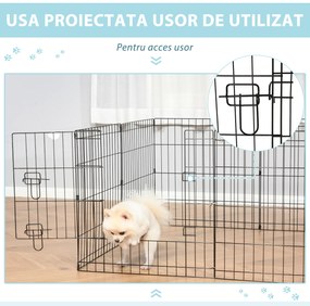 Tarc tip plasa pentru animale PawHut, 8 bucati 61x61cm, negru | AOSOM RO