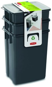 Coșuri de gunoi negre 3 buc. pentru reciclare 2x10+6 l din plastic Biobox – Curver