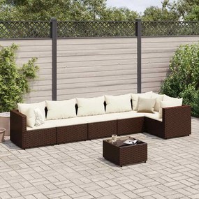 vidaXL Set mobilier de grădină cu perne, 7 piese, maro, poliratan