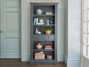 Bibliotecă lemn masiv natur London Albastru/, 90 × 33 × 200 cm