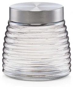 Recipient pentru depozitare cu capac metalic, Glass Silver B, 850 ml, Ø 12,5xH12 cm