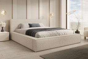 Pat tapițat Nirello 160x200 cu ladă depozitare - boucle bej Quelle 03
