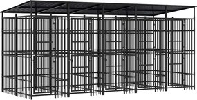 vidaXL Padoc pentru câini de exterior cu acoperiș, 9,22 m², oțel
