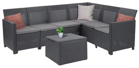 Canapea de colț Claire VII cu 6 locuri și masă cu perne, grafit