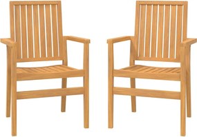 vidaXL Scaune grădină stivuibile 2 buc. 56,5x57,5x91 cm lemn masiv tec